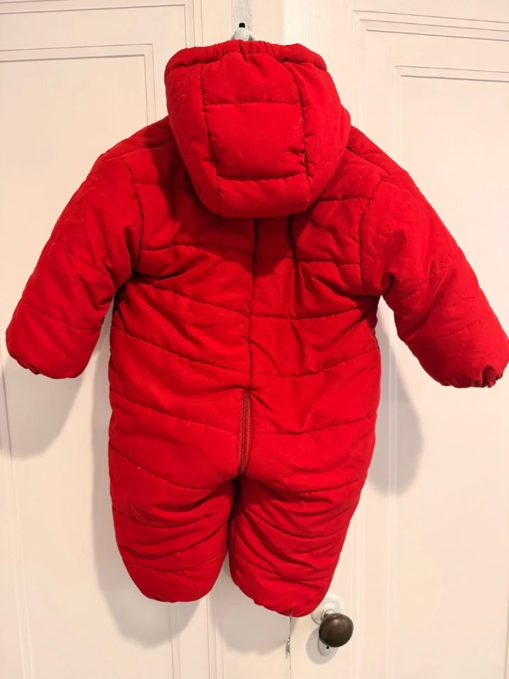 Vintage 1990s Jacadi bear red snowsuit, 18m